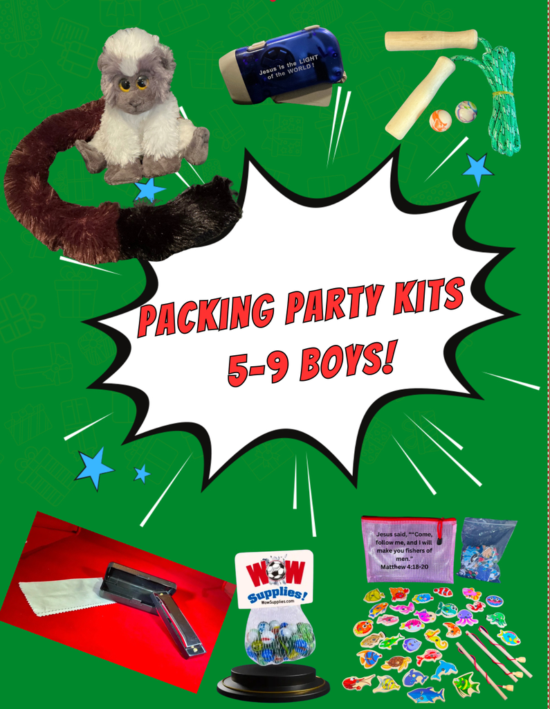 Boys 5-9 Yr. Old. Packing Party KITS (Free Items Included!) (Pack of 25)